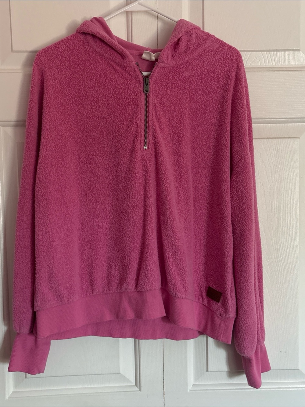 Roxy Cozy Pink Half-Zip Hooded Fleece Top